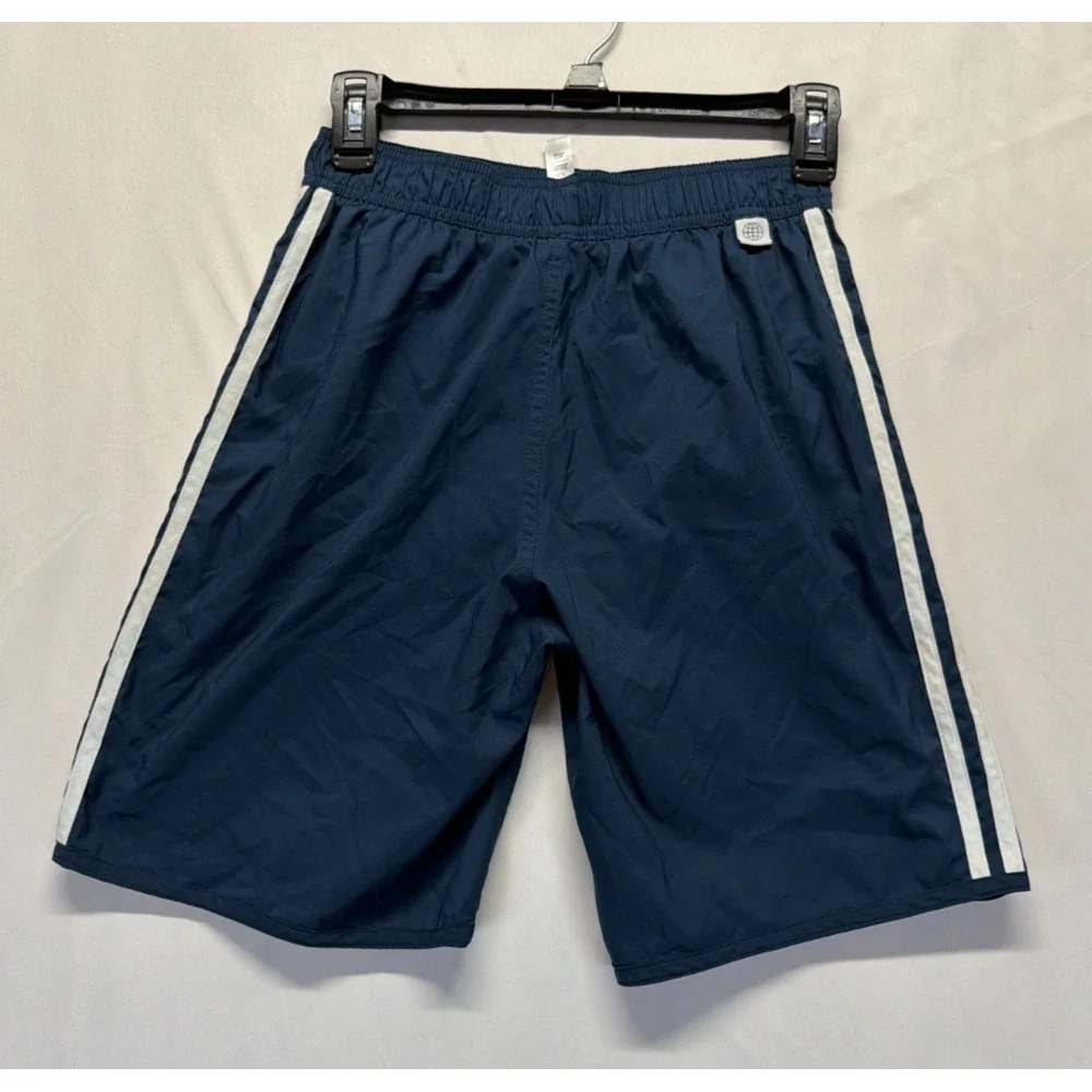 Adidas Originals Board Shorts Mens‎ XS Blue White 3 Stripes Mesh Lined Swimwear